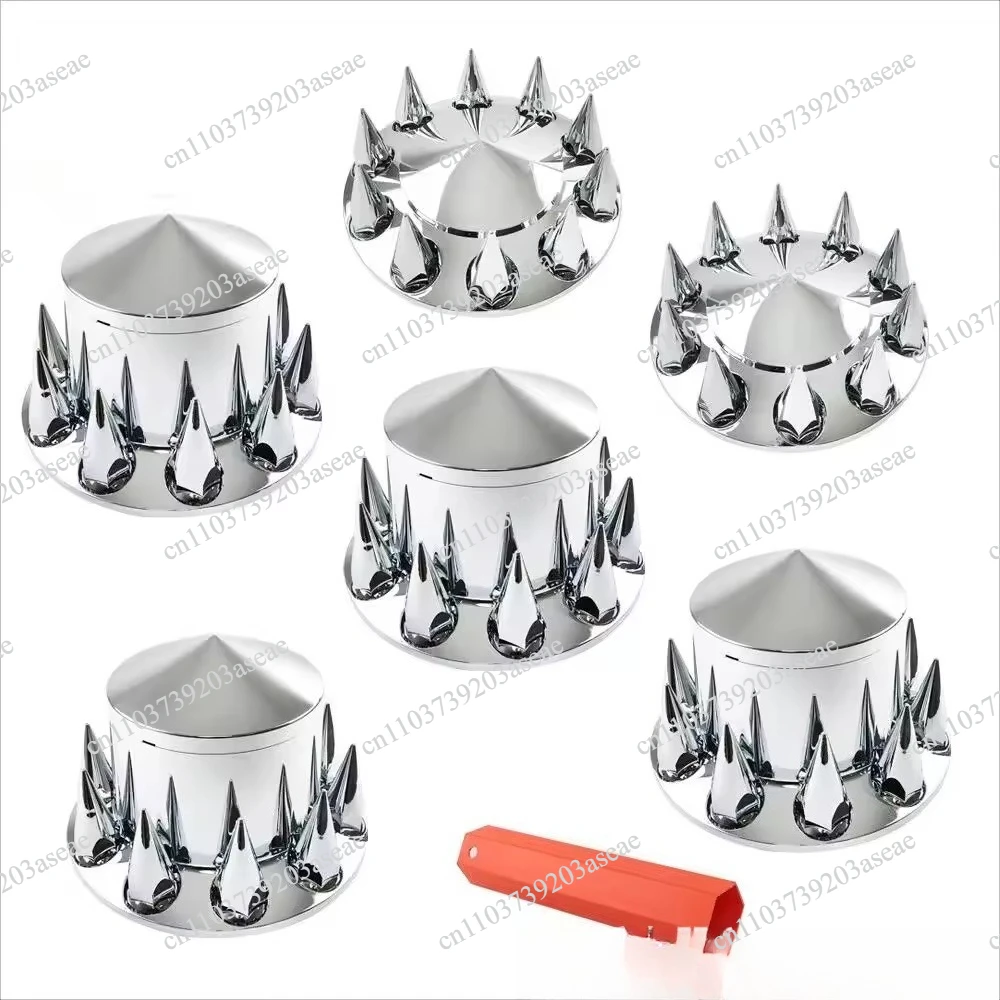 Semi Truck Spire Hubcap Plastic Chrome Wheel Cap Kit with 60 33mm Nuts
