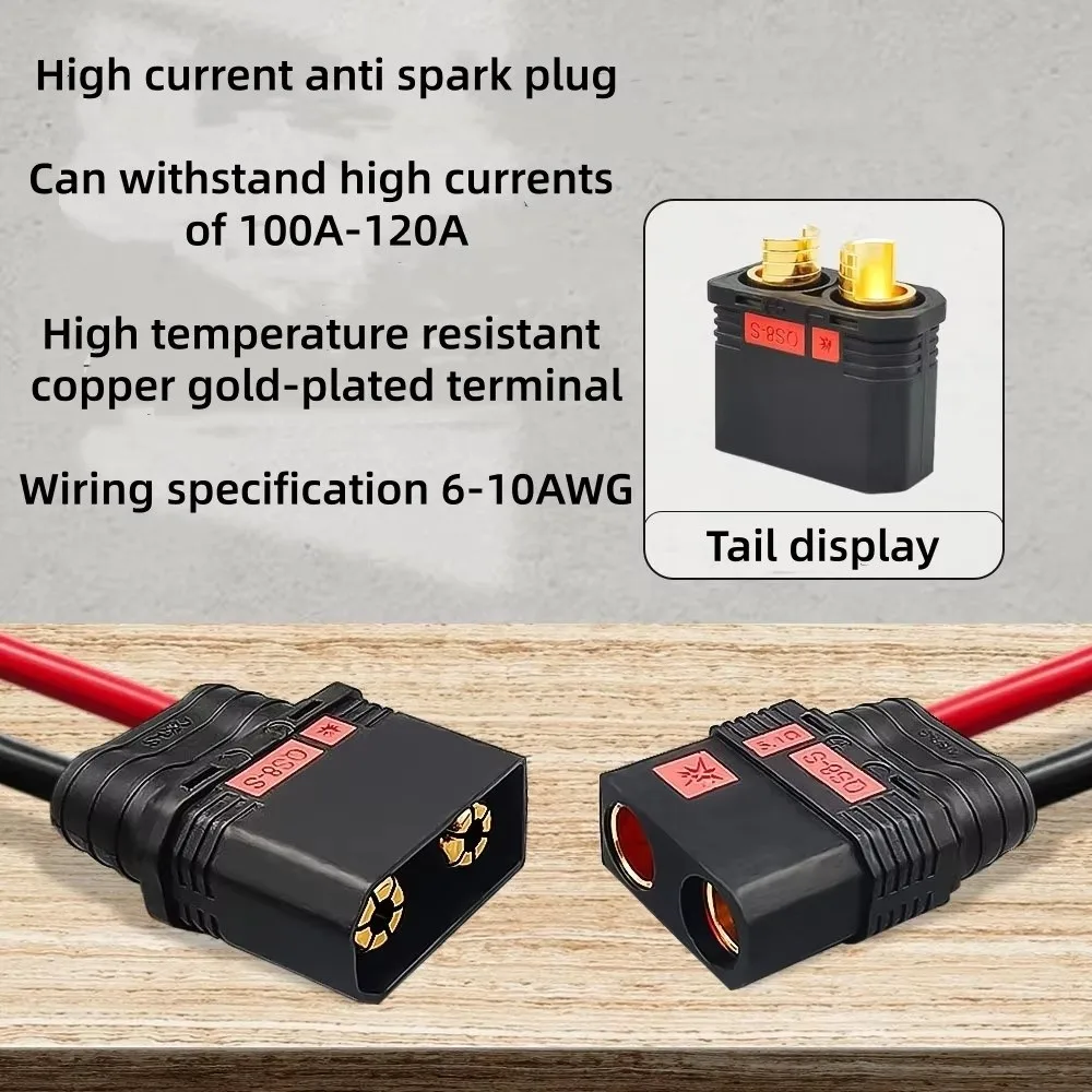 New High Current QS8-S Connector Anti Spark Black QS8P-S Battery Plug Gold Plated QS8-S M F Plug Set for RC Model Car