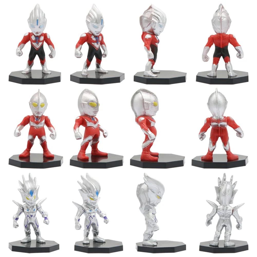 6Pcs Cartoon Ultraman Figure Charm Hobby Toys Jack Tiga Seven Orb Geed Belial Model Doll Great Birthday Festival Gifts 6-7cm