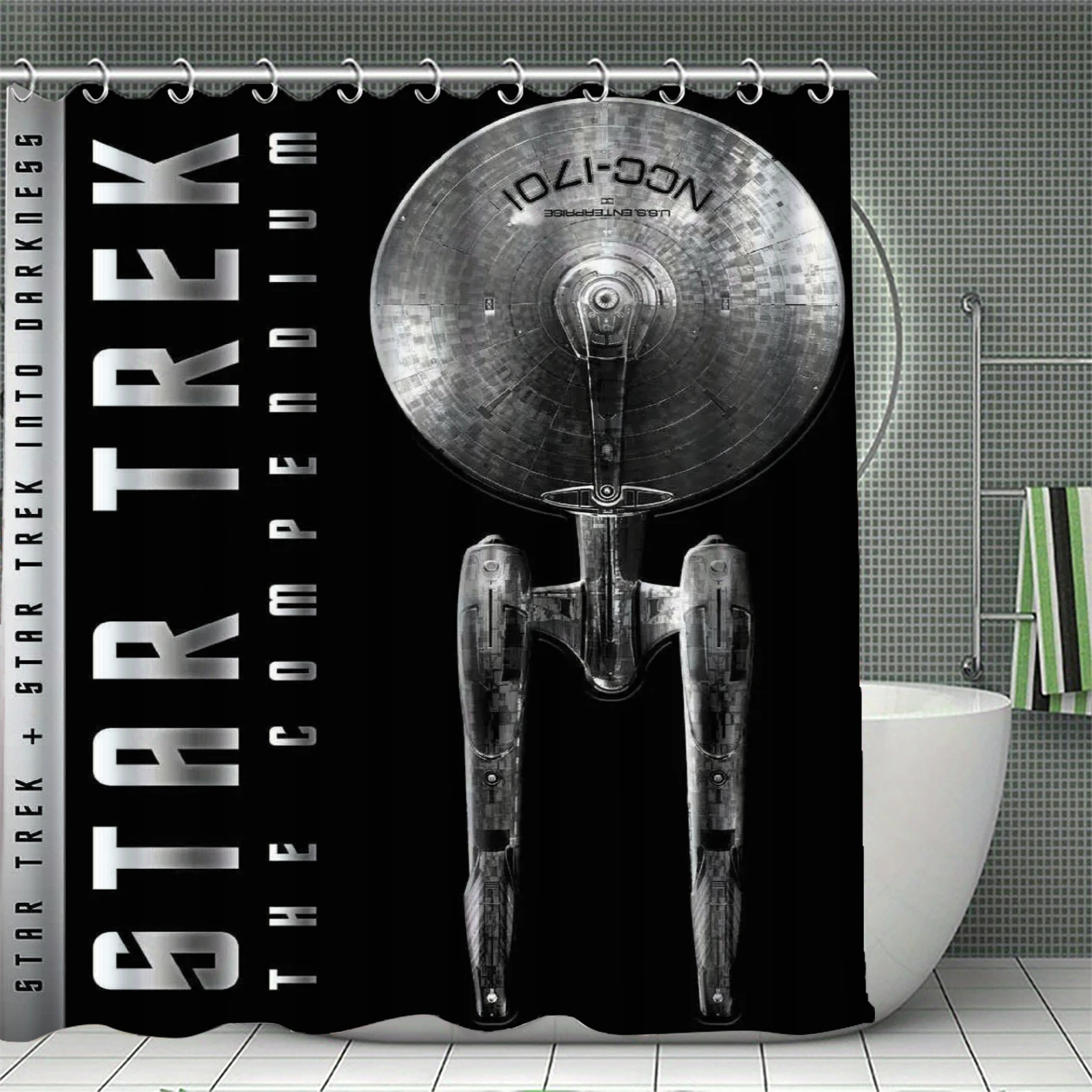 S-Star T-Trek Shower Curtain USS Enterprise NCC-1701 TOS AOS Print, 60 Years Waterproof Bath Curtain for Bathroom Decor Fan Gift