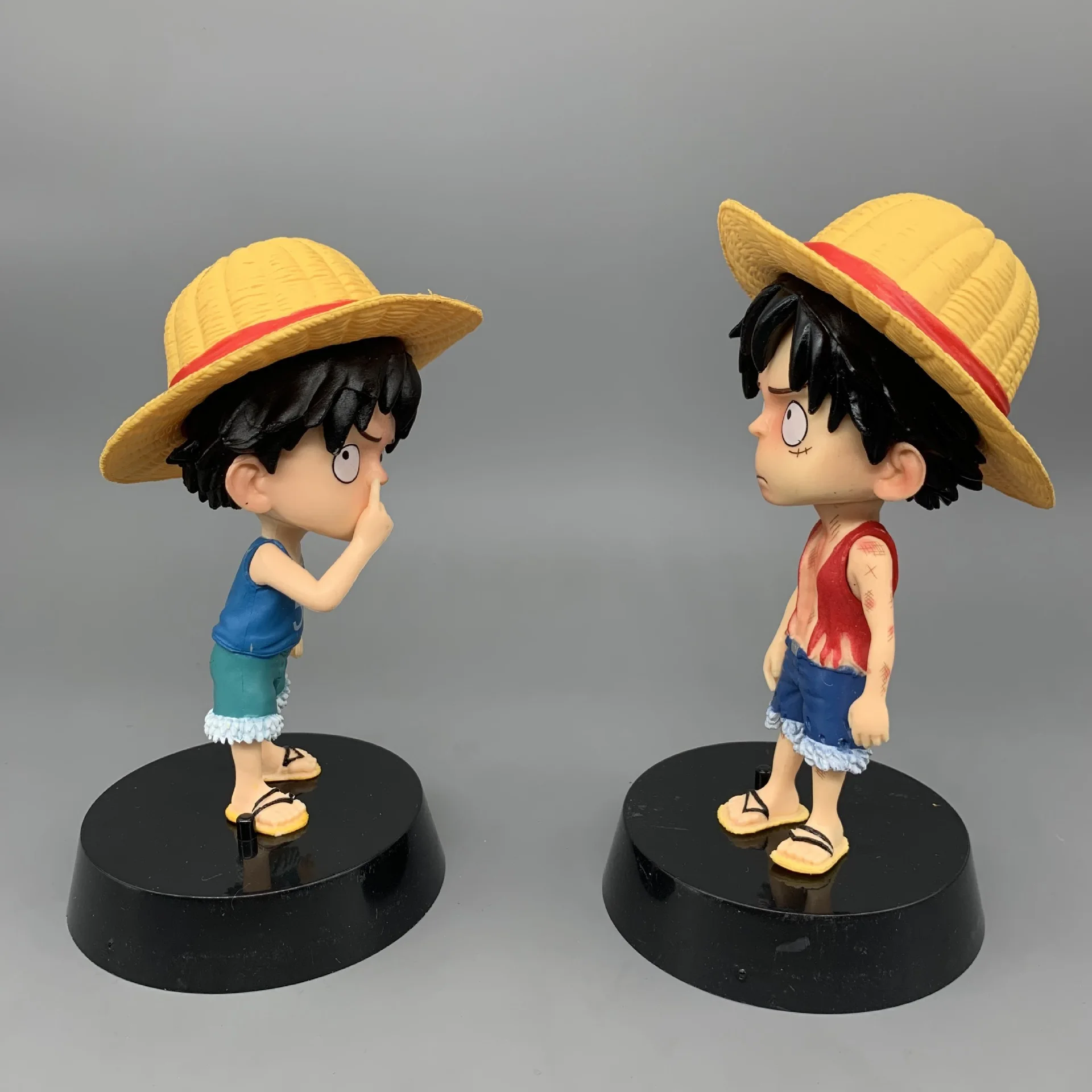 Anime One Piece Luffy Nose Picking Sand Sculpture Action Figurine Painted Collection Model Doll Kids Toys Gifts