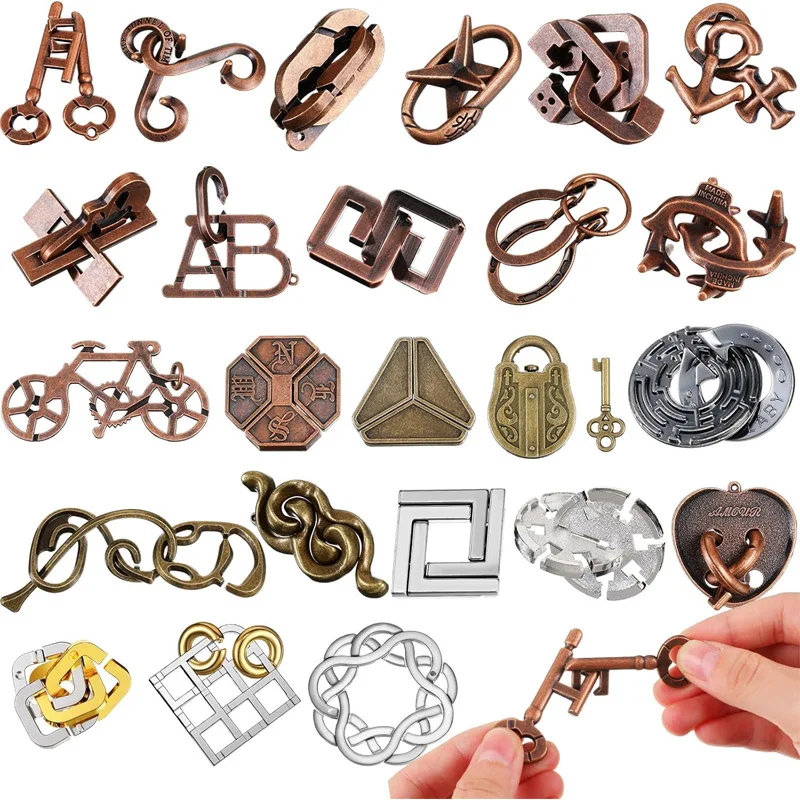 3PCS Classic IQ Metal Brain Teaser Puzzle Set High Difficult Brain Teaser Magic Toys Unlock Interlocking Games Juegos De Ingenio