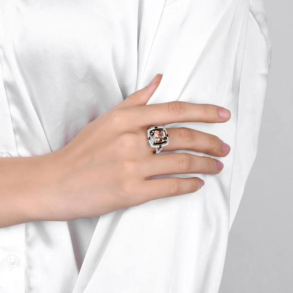 CHARMING Engagement Rings Diaspore Sultanite Gemstone 925 Sterling Silver for Women Luxury Wedding Bride Wear Jewelry Gifts