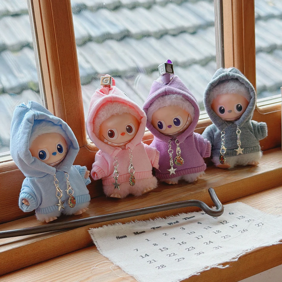 Mini Labubu Clothing Cool and Trendy Chain Hoodie For Labubu V4 The Monsters Pin for Love Series Doll Clothes Outfit Accessories