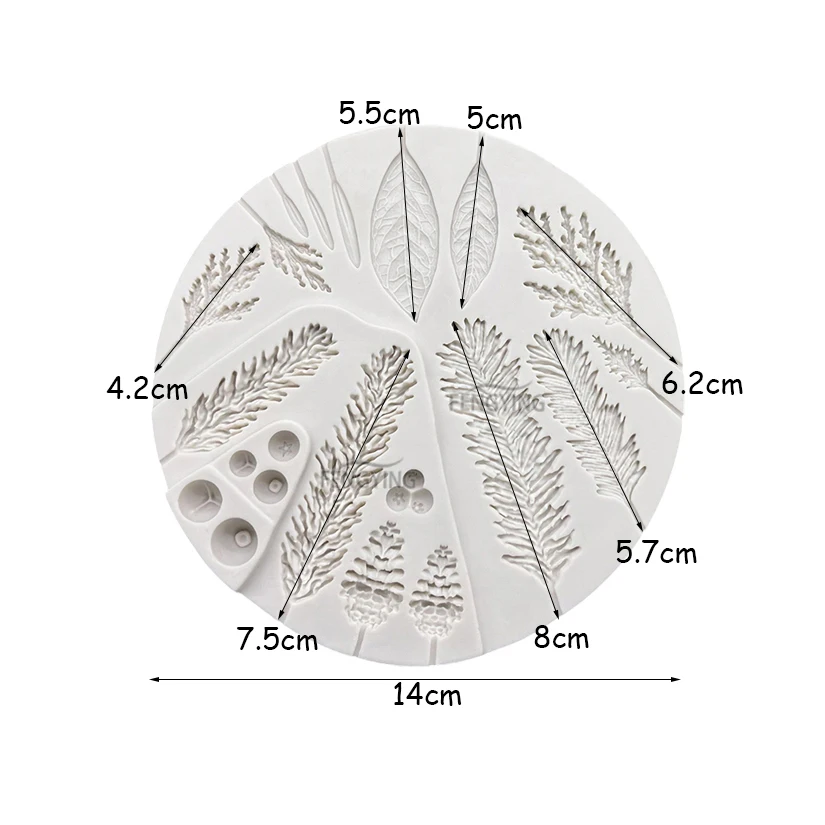 Leaf Christmas Tree Pineal Cone Silicone Cake Baking Mold Sugarcraft Chocolate Cupcake Baking Mould Fondant Decorating Tools