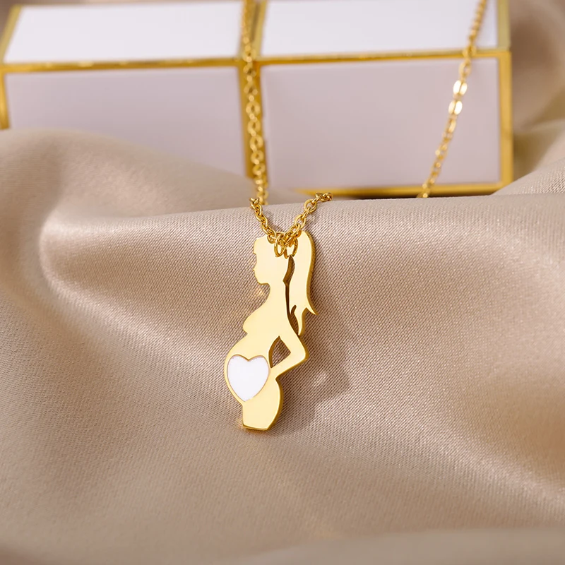 Mom and Choker Necklace For Women Gold Color Stainless Steel Necklace Charm Collier Family Jewelry Mother\'s Day Gift