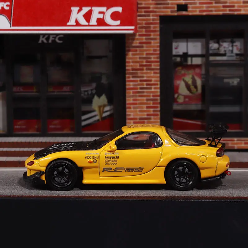 BSC версия с открытой крышкой 1:64 Mazda RX7 FD3S RE дождевой дворец моделирование сплава модель автомобиля коллекция орнамент