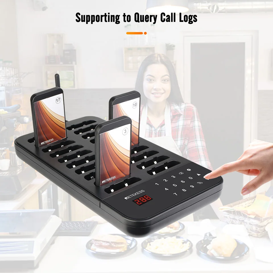 Retekess Charging Base Touch Keypad For TD173 Restaurant Pager Wreless Calling Queuing System For Cafe Bar Food Court Truck Club