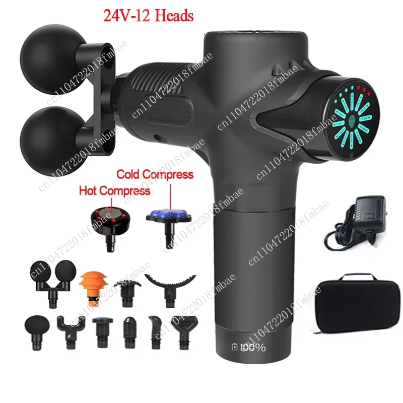 24V professional hot and cold compression electric massage gun 12 high frequency fascia gun deep tissue neck relaxation