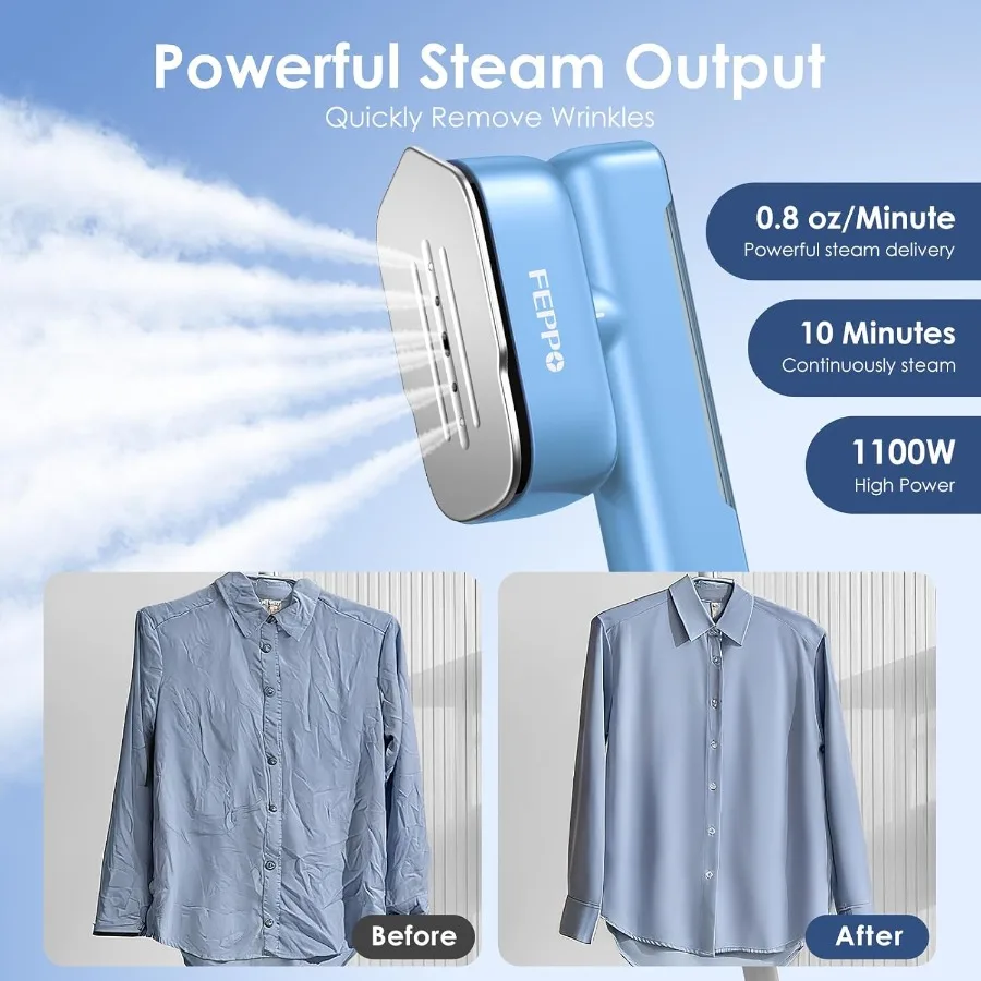 مُبخّر للسفر للملابس 110-240 فولت مُبخّر محمول مزدوج الجهد مكواة 2 في 1 تسخين سريع 1100 وات مُبخّر ملابس قوي مع #4