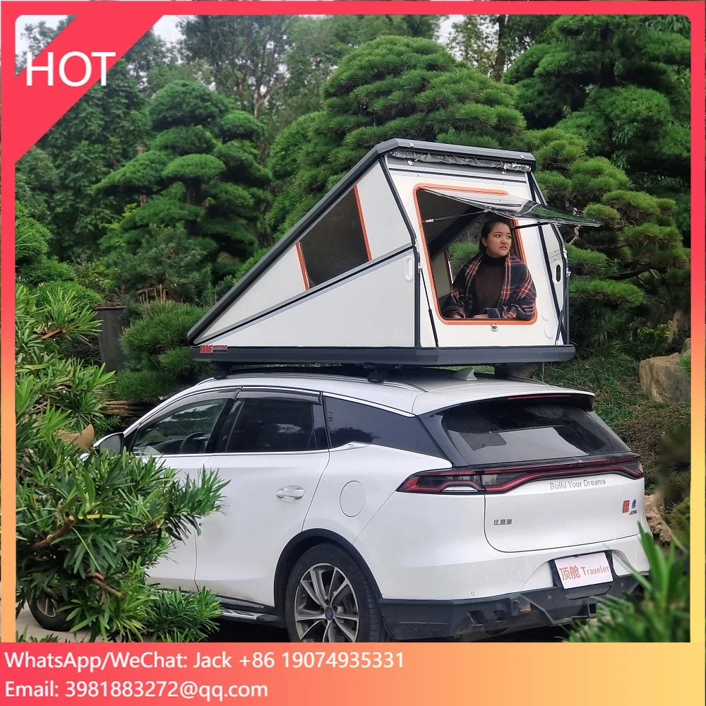 

Small Camper Trailer Custom Waterproof Hard Shell Aluminum Alloy Car Rooftop Tent Pop Up Folding Hardshell Roof Top Tents
