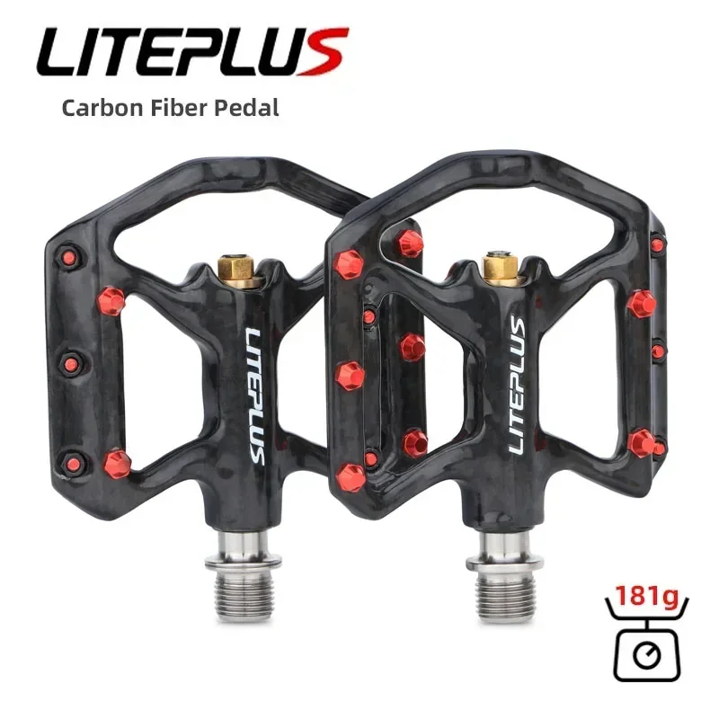 

Liteplus Carbon Fiber Pedal Surface Ultralight Non-Slip Titanium Sealed Bearings for Folding Bike Mountain Bike Footrest