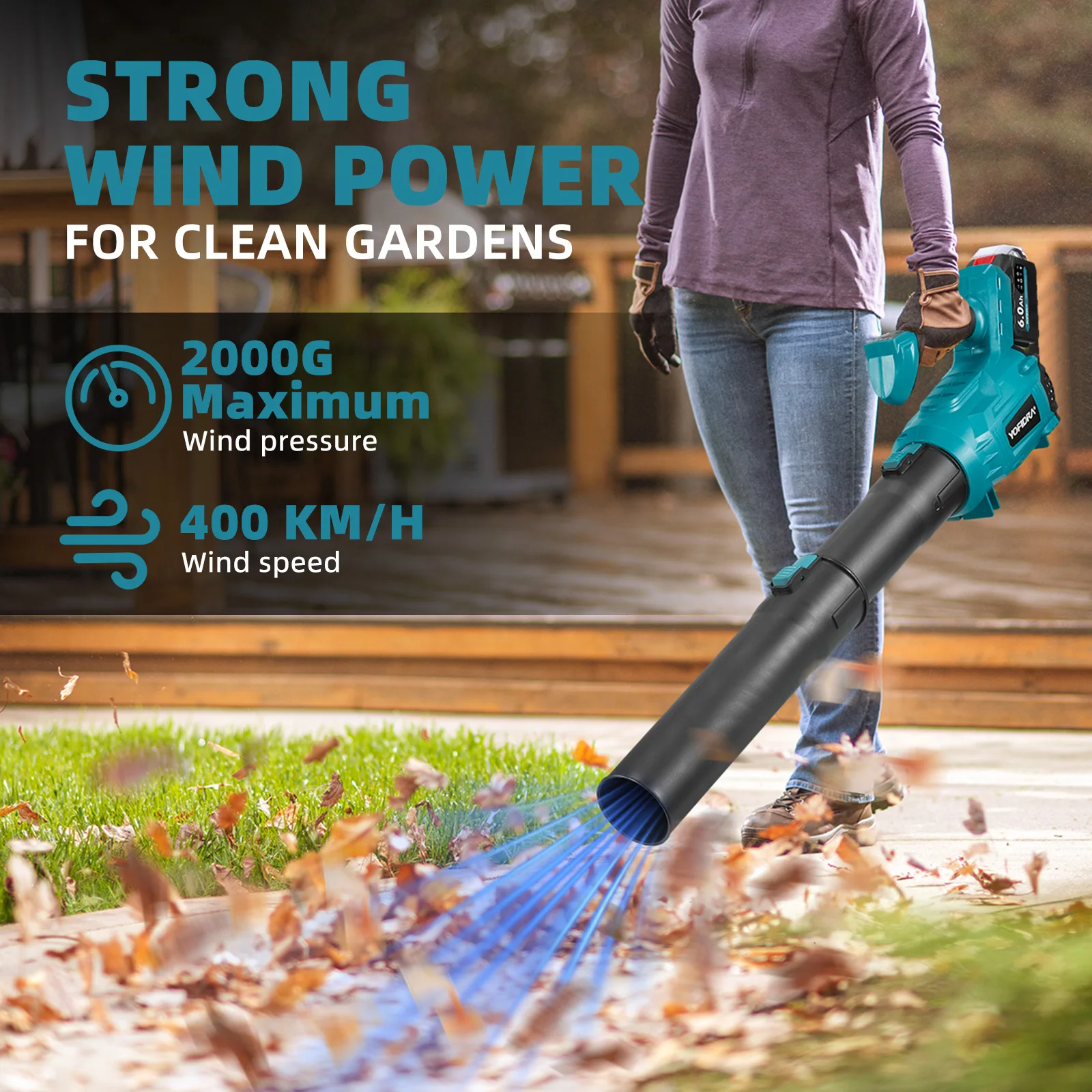 YOFIDRA 5 Speed 25000RPM Brushless Electric Air Blower High Powerful Garden Leaf Dust Blowing Snow Cleaning Tool For Makita Battery Pin view 2