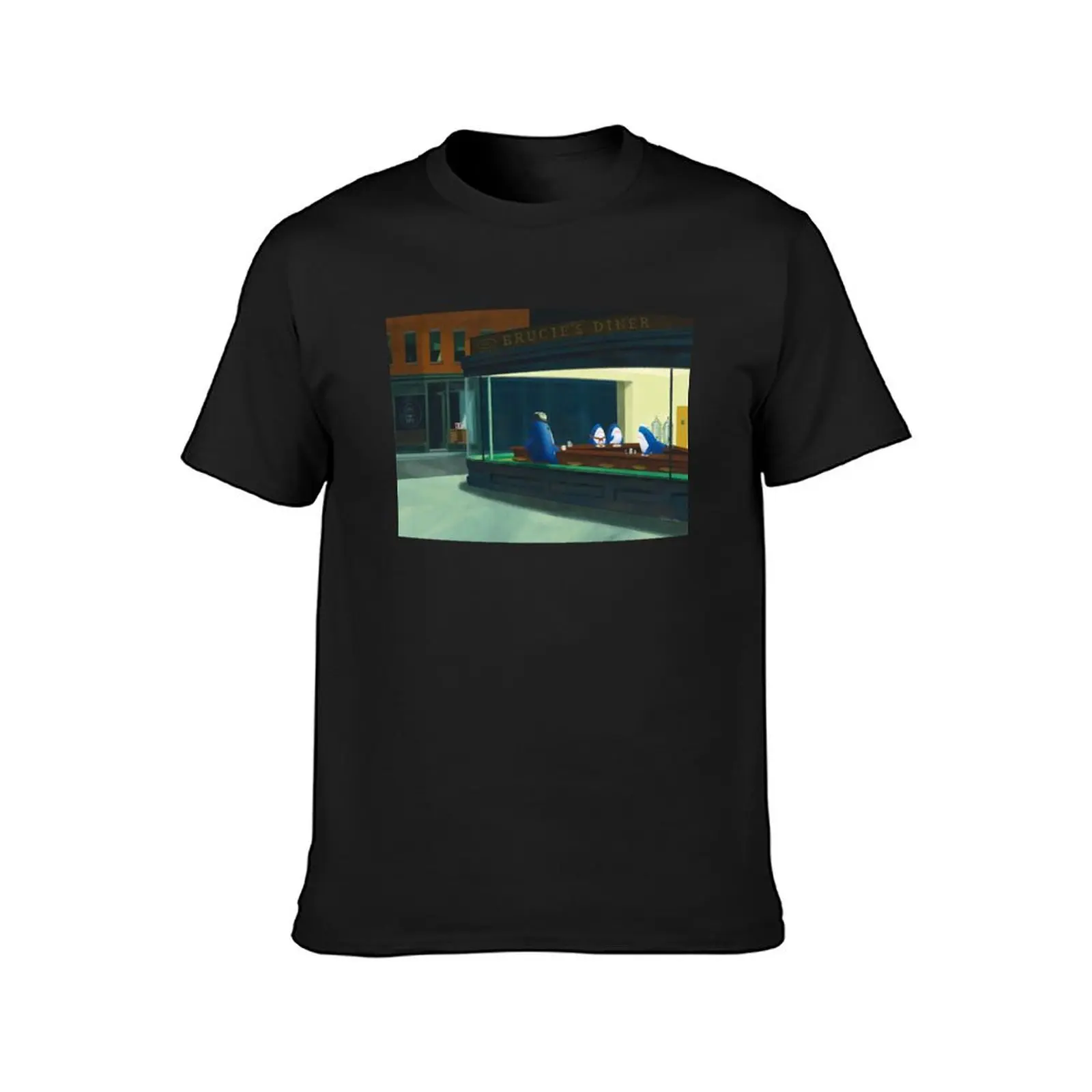 Nighthawks: blahaj/shark edition T-Shirt sweat tees cute tops quick-drying mens white t shirts