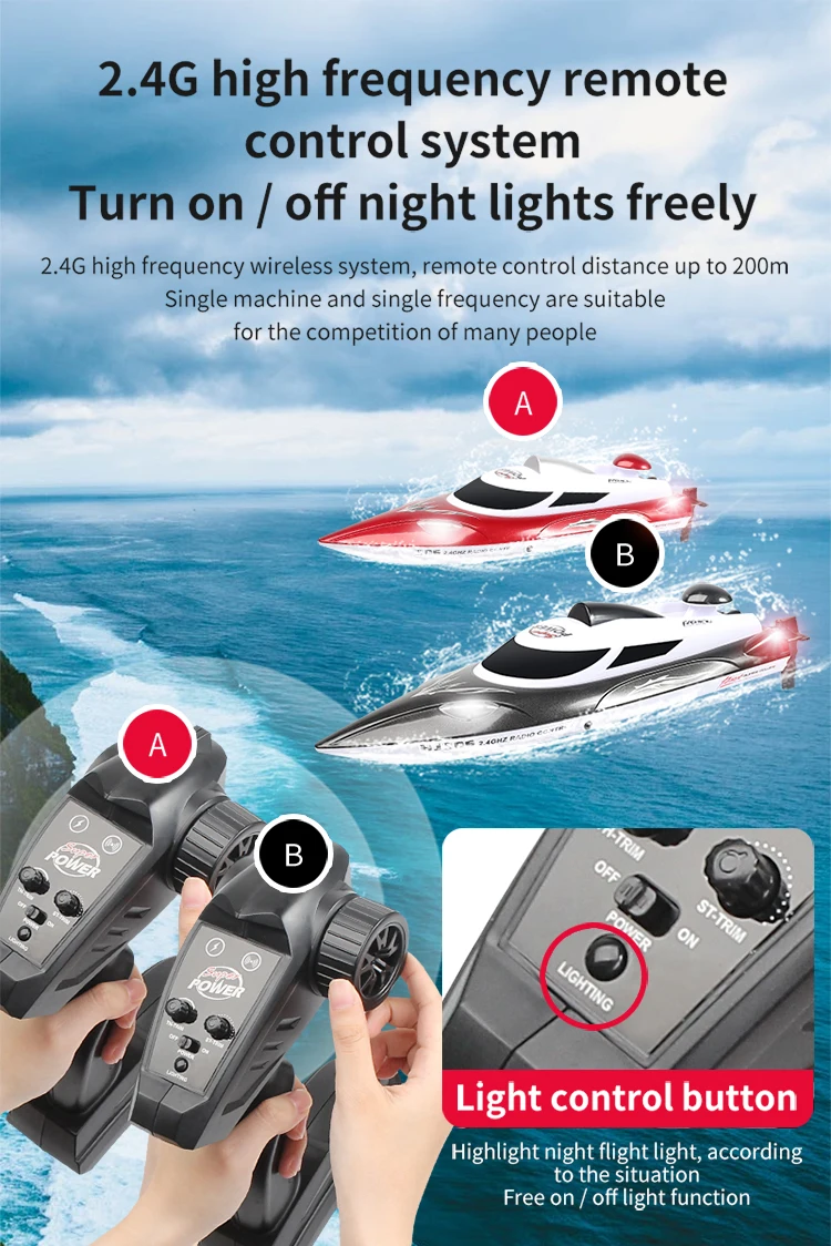 35km/H HJ806 2.4G High-Speed Remote Control Racing Boat With Water Cooling System /High Speed R/C boat Children Model Toys