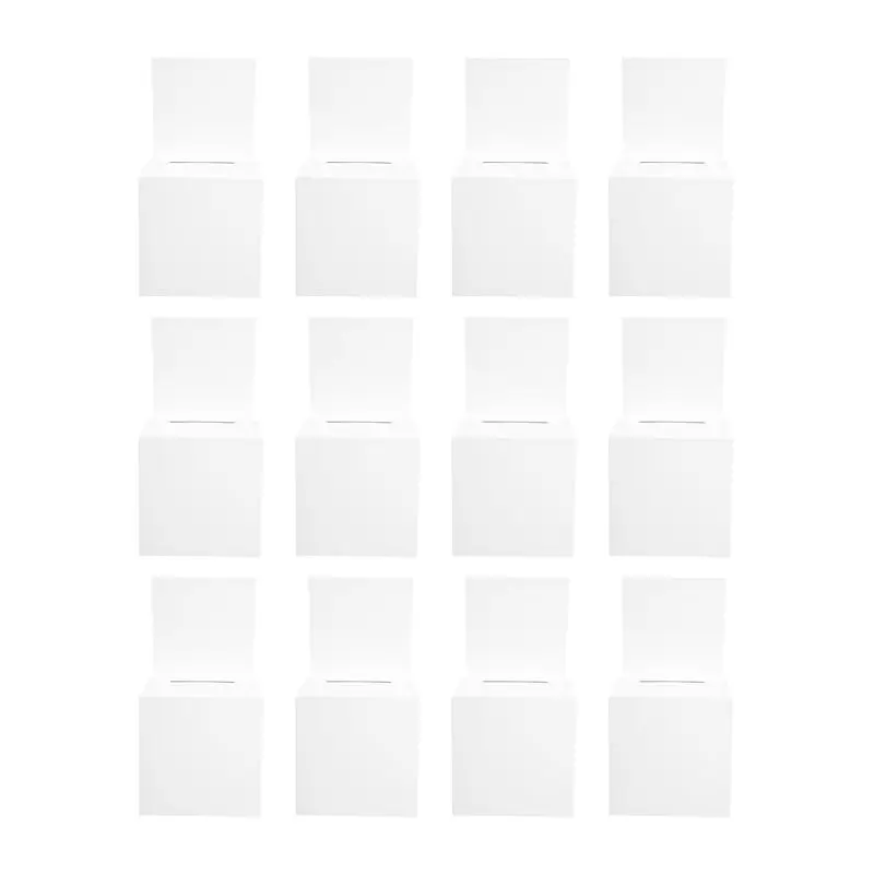 AT63-12 Pcs Ballot Box For Fundraising Cardboard Box With Slots 6 X 6 X 6 Inches