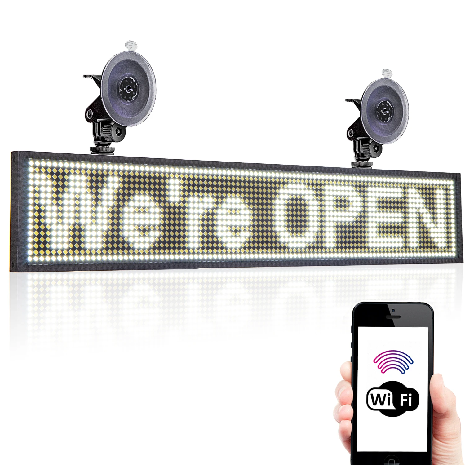 Wireless WiFi Car LED Display  Board Interior Indicator Light Taxi Panel Programmable Sign Screen Rear Window Warning Roof Light