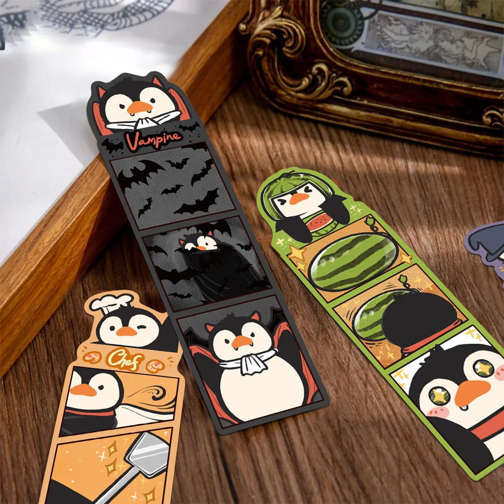 30pcs Quirky Penguin Bookmarks Students Reading Books Labeling Office Supplies Decoration Handbook DIY Material Card