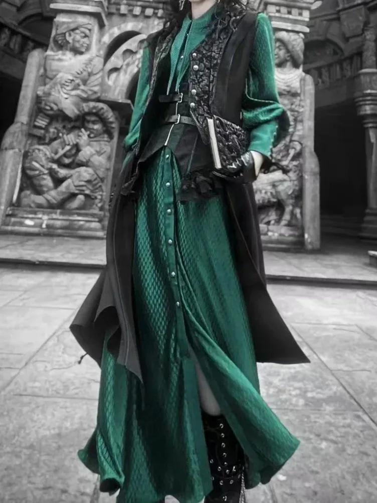 Y2k Streetwear Vintage Dragon Design Long Shirt Dresses Grunge Aesthetic Vestidos Gothic Harajuku Women Men Cosplay Grunge Dress