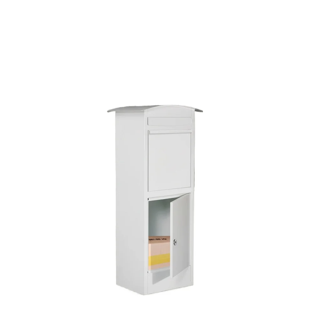 WPB017 Free Standing Metal Outdoor Parcel Drop Box with Key Lock Waterproof Rustproof Anti-Theft Durable 30L Capacity