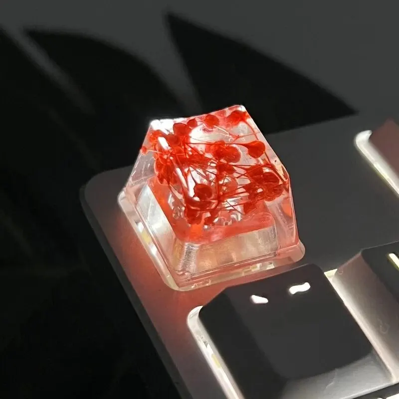 1pc Translucent Gypsophila Dried Flower Keycaps for Cross-AxisMechanical Keyboards -Unique and Stylish Keycap Accessories