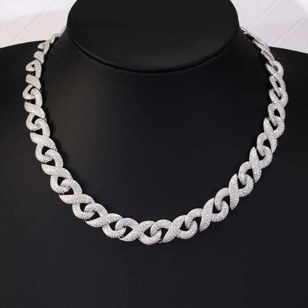 

Luxury 13 Mm Infinite Cuban Link Chain Vvs Diamond Moissnaite Chain S925 Silver Gold Plated Hip Hop Fine Jewelry Necklaces.