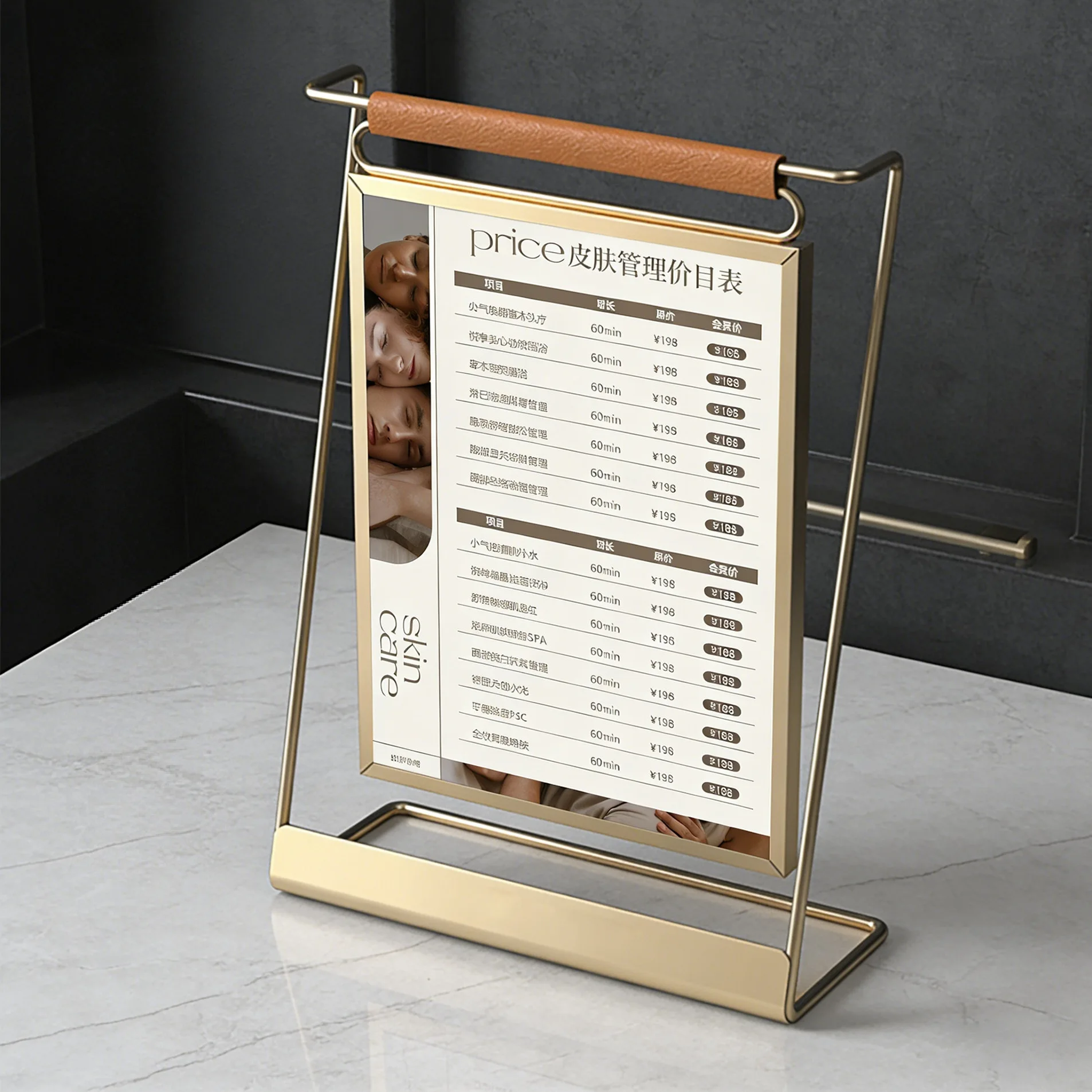 2 Pieces 8 Inch 225x175mm Metal Beauty Salon Skin Price Label Card Holder Wedding Photo Frame Acrylic Sign Holder Display Stand