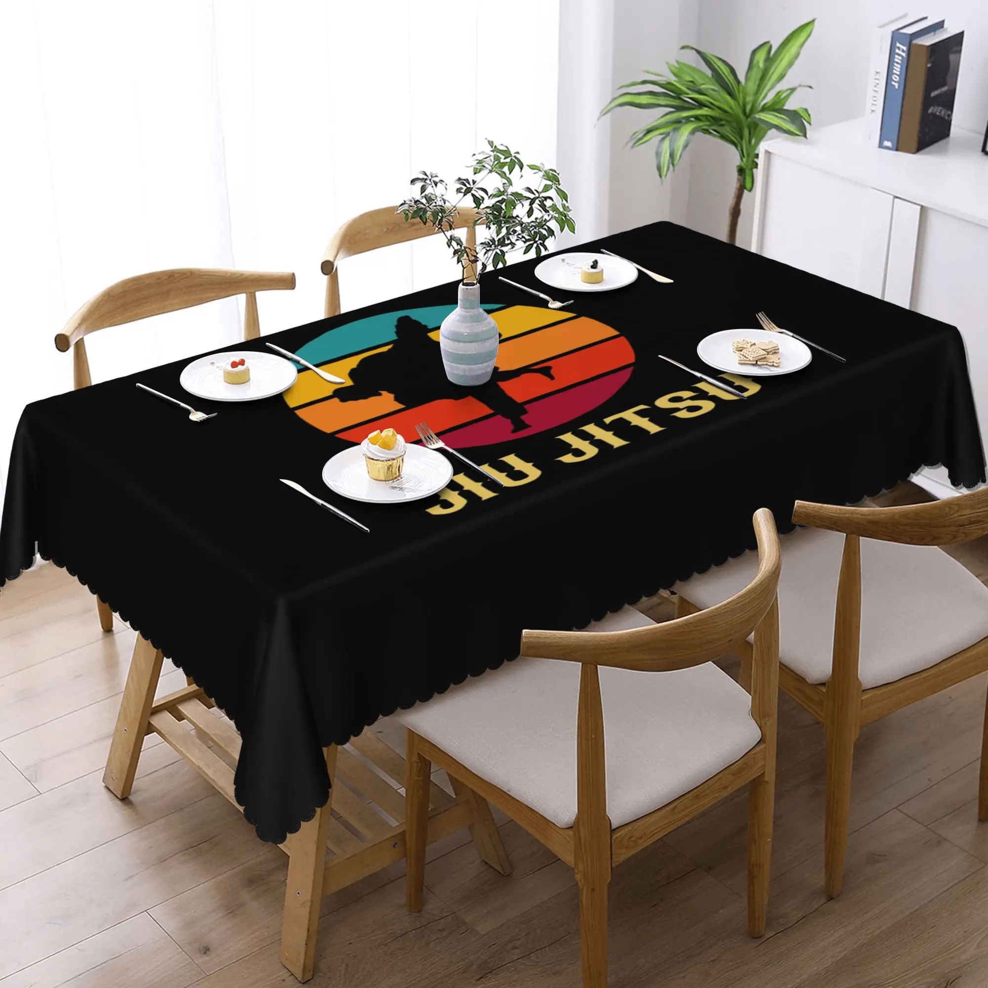 

Customized Brazilian Jiu Jitsu Sunset Design Rectangular Tablecloth Waterproof Table Cover for Dining Events Table Cloth