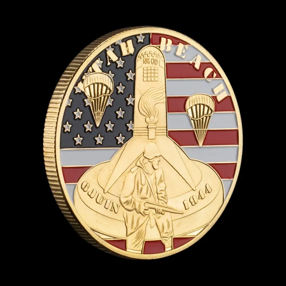 The World War II The Normandy Invasion Omaha Beach Souvenir Coin Operation Overlord Golden Plated Collectibles Coin