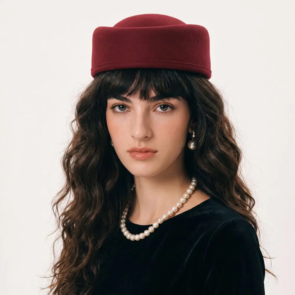 Uniform Stewardess Hat Vintage Topper Hat Solid Color Retro Airline Stewardess Caps Charm Elegant Formal Hat Performances