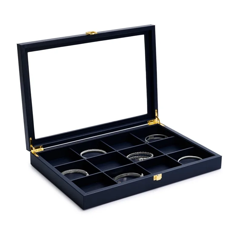 Oirlv Multifunction Premium Leather Jewelry Tray Transparent Lid Earrings Rings Organizer Box Stackable Jewelry Box Drawer