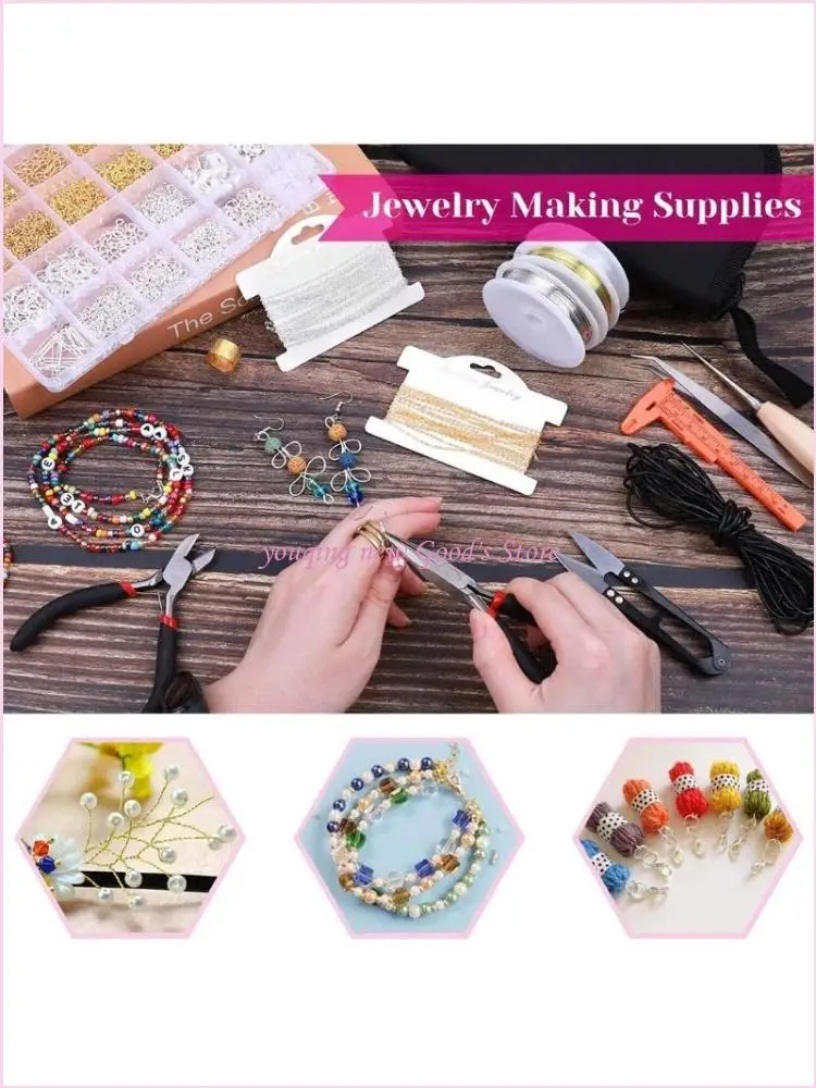 

57QA Jewelry Making Supplies Set with Jewelry Wires Findings DIY Crafts Jewellery Beading Making Repairing Tools