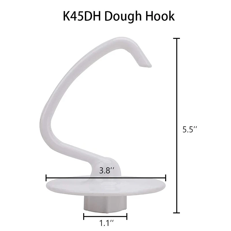 خطاف عجين مطلي K45DH ، خطاف مسطح ، سوط سلكي ، مناسب لخلاط الحامل ، وعاء مساعدة المطبخ ، 4.5Qt ، 5 Qt ، K45B