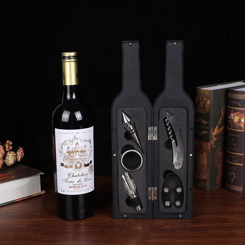 Deluxe Wine Opener Accessories Gift Tools Set with Waiters Corkscrew 5 Piece Bottle Opening Kit