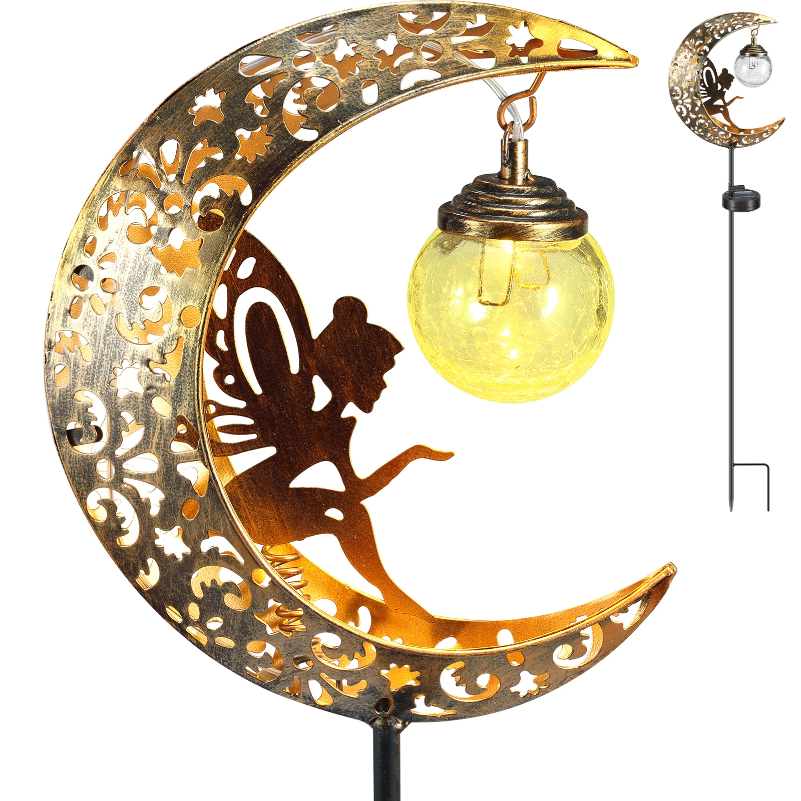 Solar Moon Fairy Lamp Outdoor Iron Lawn Ground Insertion Lamp Waterproof Fairy Tale Garden Decoration Courtyard Walkway Light