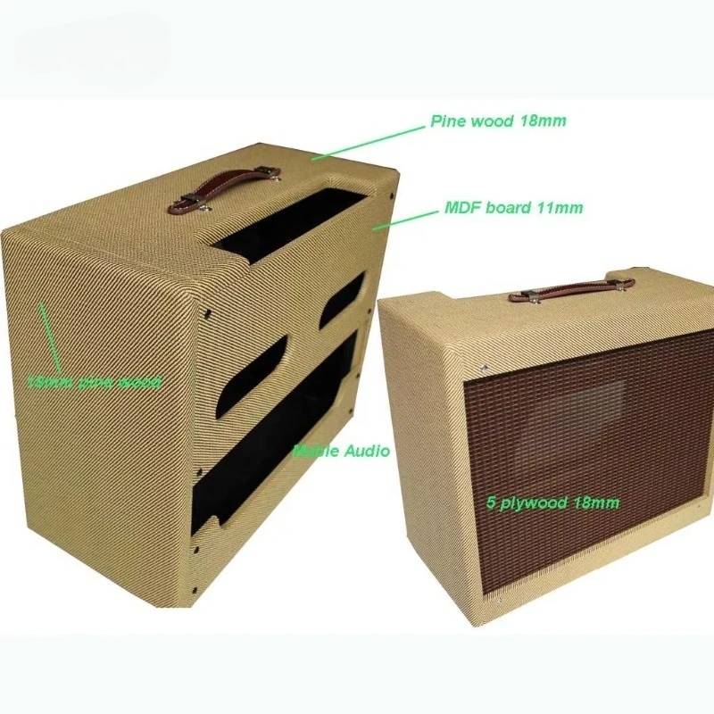 Empty 5E3 Wooden Guitar Cabinet for 5E3 Tweed Deluxe Amplifier Tube Amplifier Receiver and Amplifier Cloth Covered