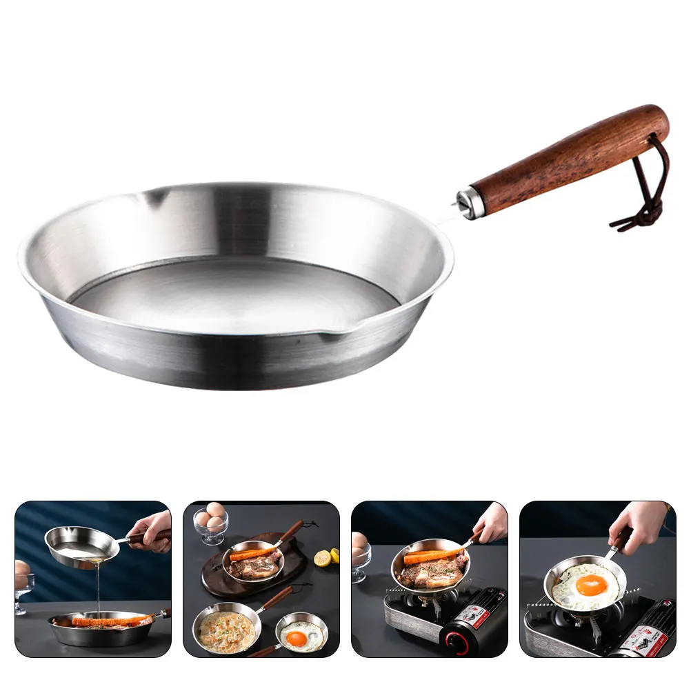 

Mini Frying Pan Nonstick Stainless Steel Small Egg Pan Lightweight Handle for Frying Eggs Omelets Pancakes Portable Kitchen Use