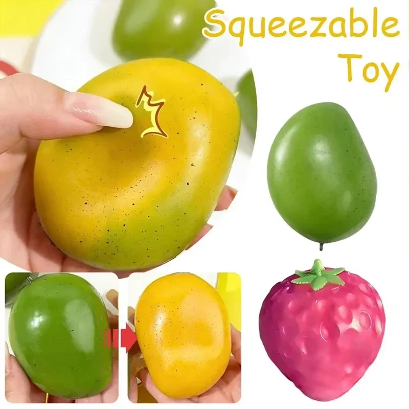 Color Changing Mango Squishy Fidget Toy Soft ASMR Sensory Squeeze Ball Sensory Fidget Toys Photochromic Stress Relief For Adults image 3