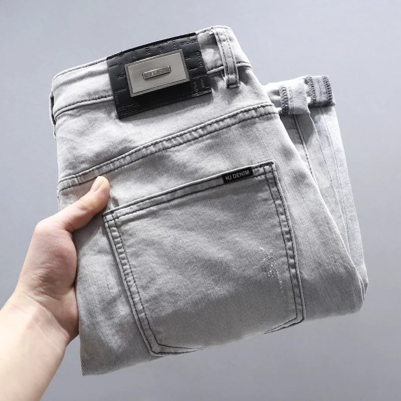 

Spring Men's Jeans Washed Casual Gray Slim Fit Simple Fashion Versatile Men's Stretch Skinny Pants