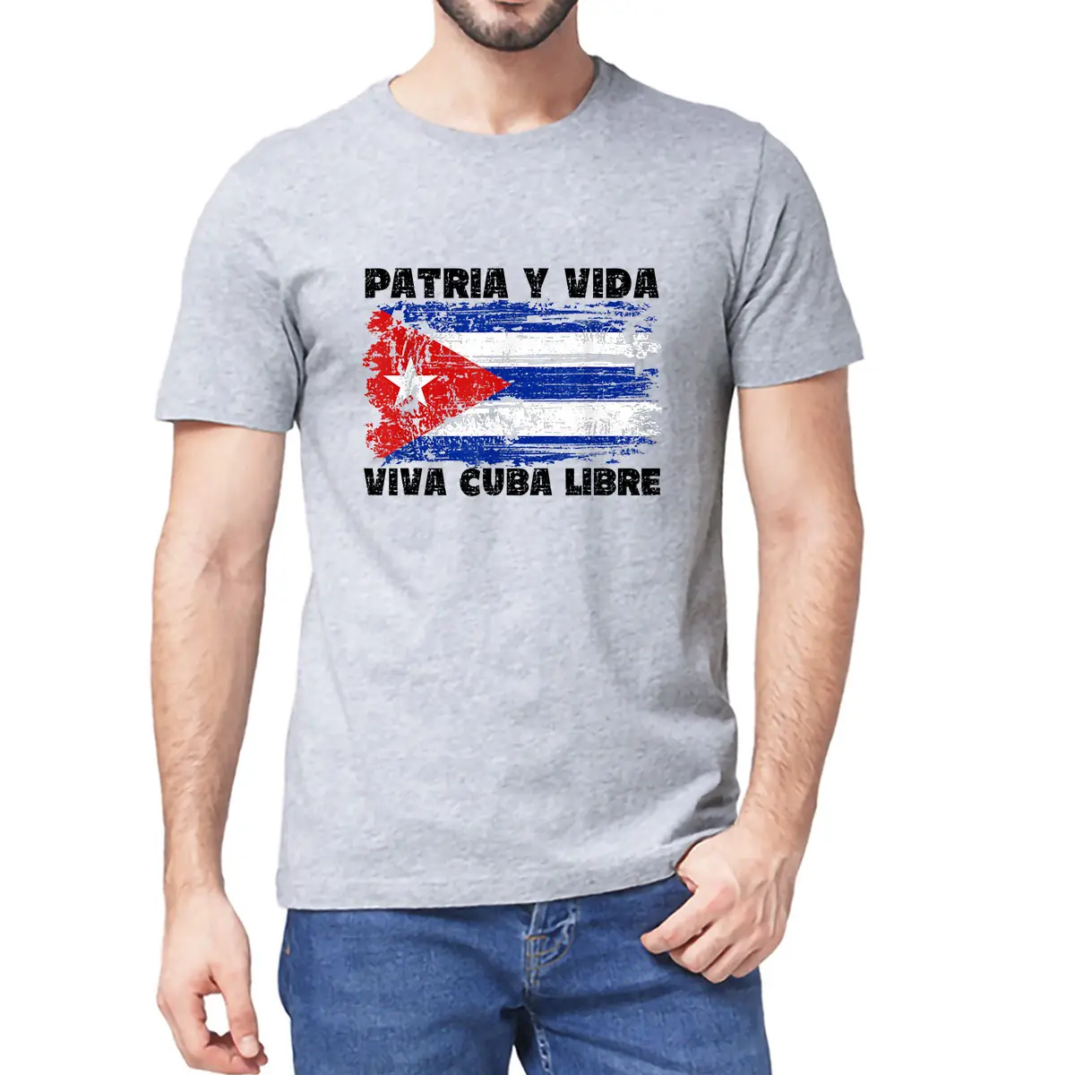 100% Cotton Viva Cuba Libre Patria Y Vida Clothes Cuba Flag Cuban Revolution Vintage Summer Men\'s Novelty T-Shirt Women Casual