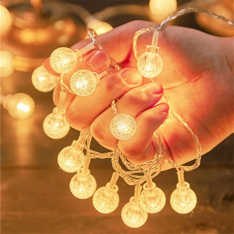 Battery Operated LED Crystal Globe Ball String Lights Fairy Garland Light for Christmas Home Wedding Garden Party Bedroom Decor