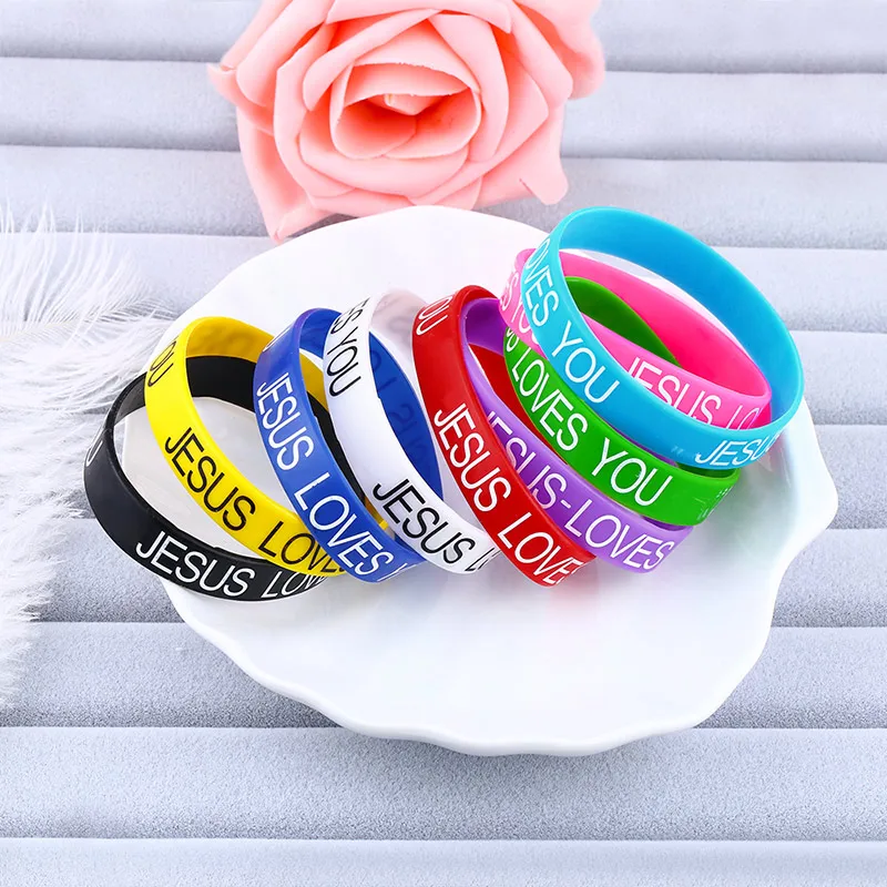FLOLA Multi Colors Jesus Silicone Bracelets Fashion Sport Fitness Rubber Adjustable Wristband Bracelets & Bangles Gift brta68