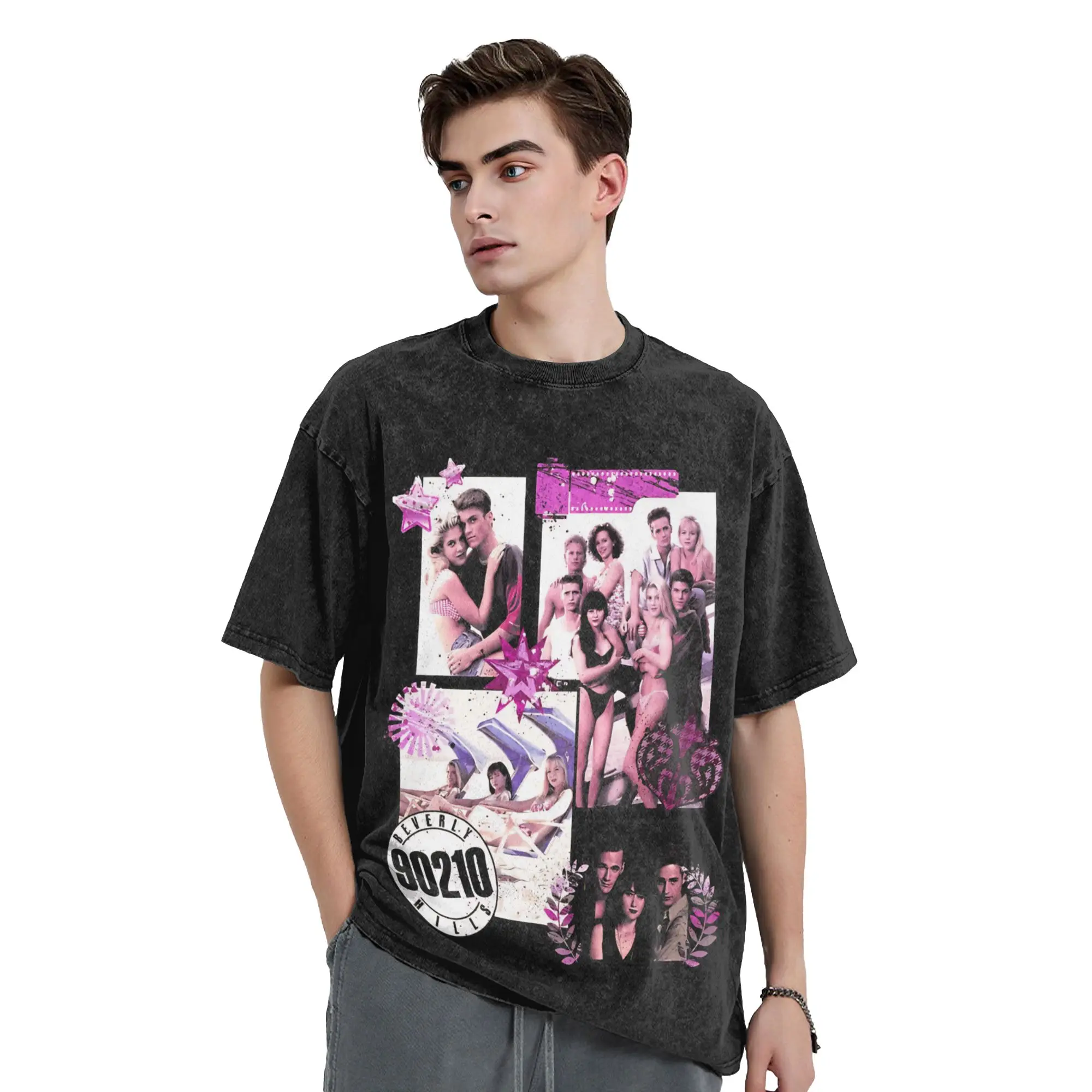 Beverly Hills, 90210 T-Shirts Men  Funny Pure Cotton Tees Round Neck Short Sleeve T Shirts Plus Size Clothes