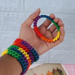 1pc/6 Pcs Rainbow Color Bracelet Silicone Bangle Gay Lesbian Pride Girl Bracelets Gay Lesbian Pride Bracelet Unique Wristband