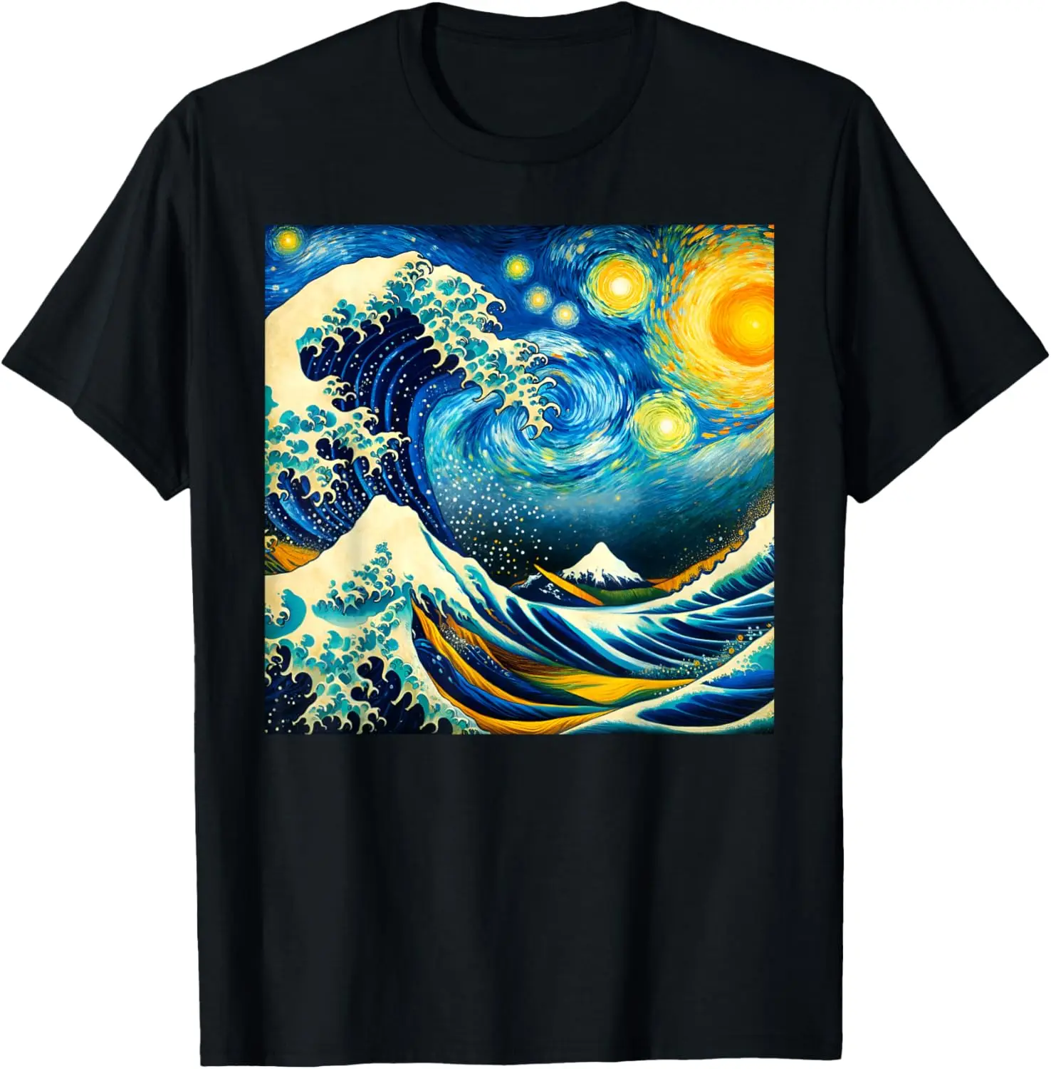 Starry Night and Great Wave off Kanagawa Van Gogh Hokusai T-Shirt