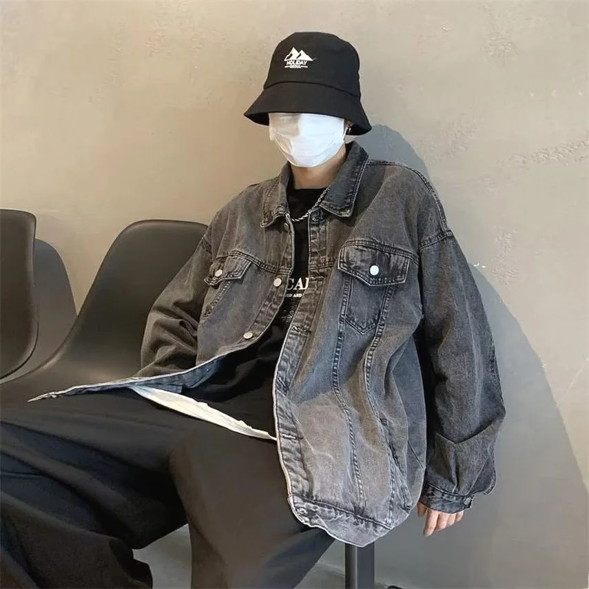 

Мужская джинсовая куртка в американском ретро-стиле, свободная верхняя одежда, молодежный тренд, осенне-зимнее пальто