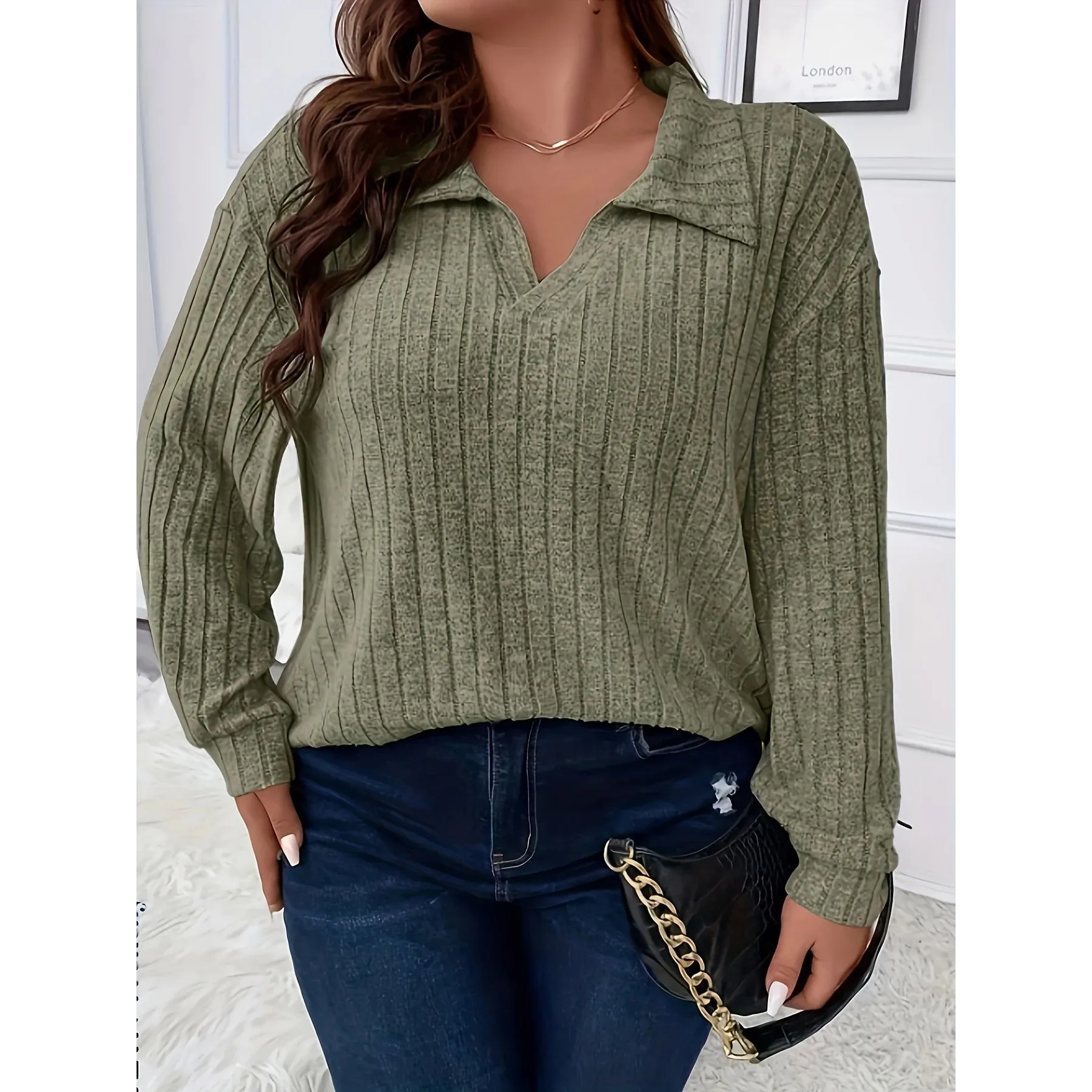 Damska koszulka plus size, codzienna, długa, wygodna, z miękkiego materiału, modna.