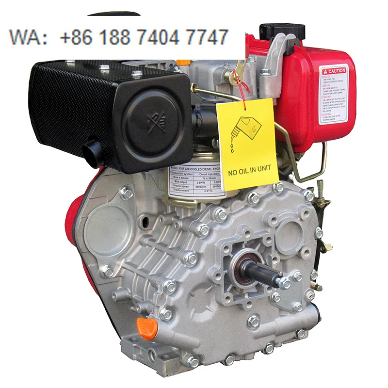 Hiearns 2.5kW Single Cylinder Air-Cooled Red Air Filter Keyway Shaft Oil Filter Easy Operate Euro 5 Emission Engine Motor
