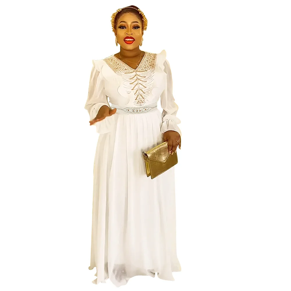 Hot Sales New African Maxi Dresses For Women Evening Party Long Dress Dubai Clothing Elegant Kaftan Muslim Chiffon Dress
