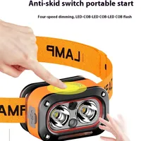 C5 Rechargeable Induction LED Headlamp 2*XPG 3 Light Source Headlight Outdoor Night Run Camping Fishing Head Lamps with Sensor
